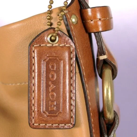 Coach Leather Hobo Shoulder Bag Tan Brown Brass Hardware NWOT - Picture 9 of 15